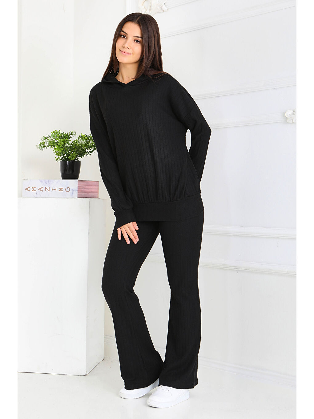 Uzun Kollu Kaşkorse İkili Takım Siyah - 27815-SIYAH