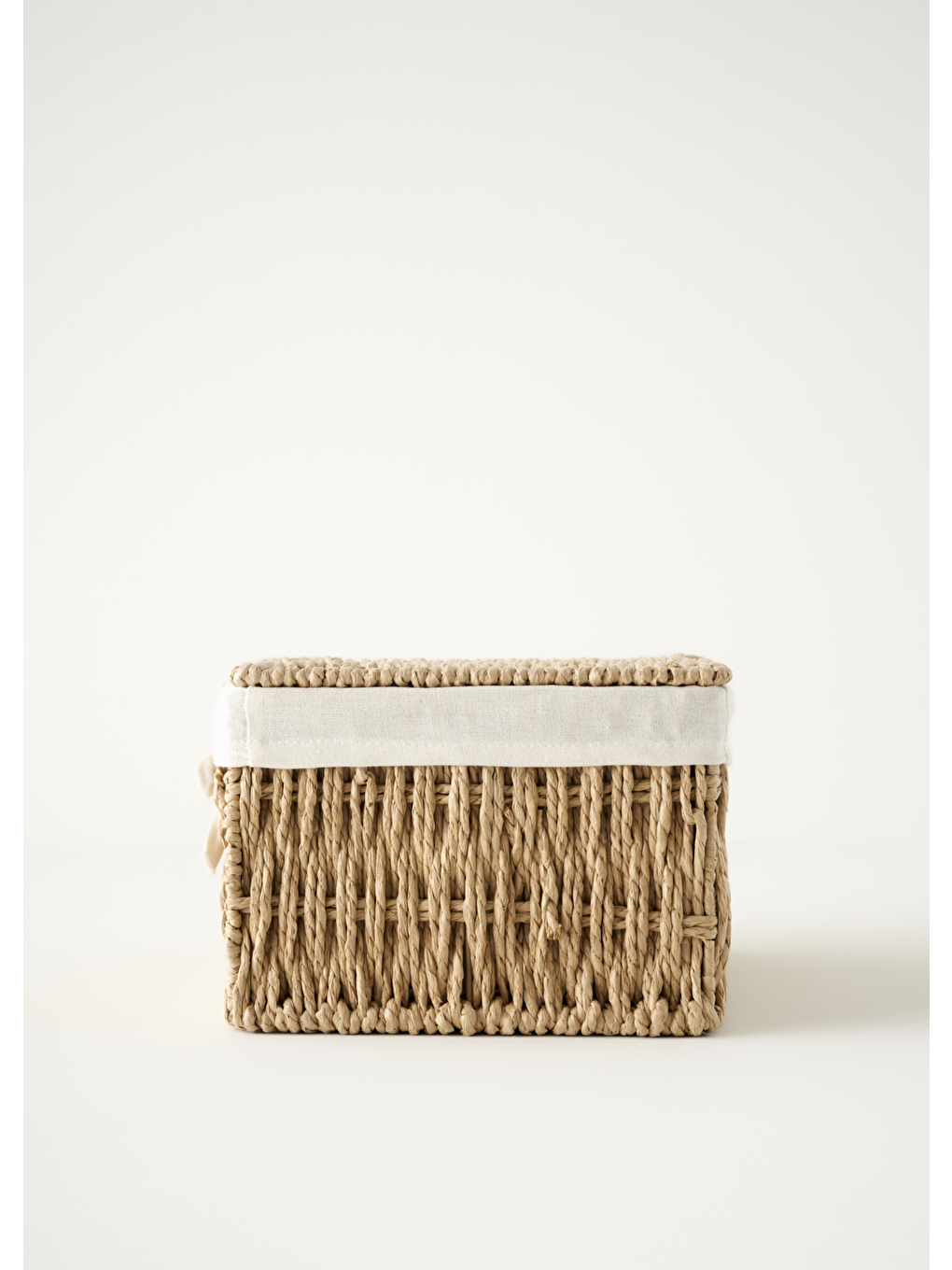 Bej Talie Bezli Kapaklı Sepet Naturel (30x21x15 cm)-2