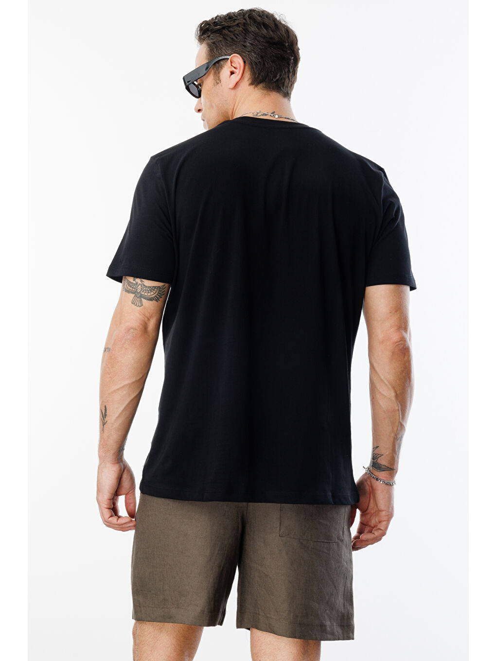 Siyah Erkek T-shirt %100 Pamuk Regular Fit Standart Kesim Bisiklet Yaka Basic Tişört BASIC-T-SHIRT1-5