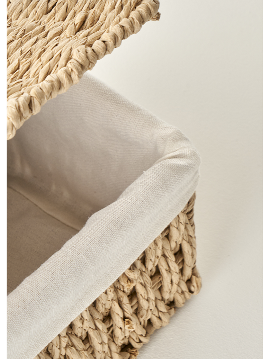 Bej Talie Bezli Kapaklı Sepet Naturel (30x21x15 cm)-3
