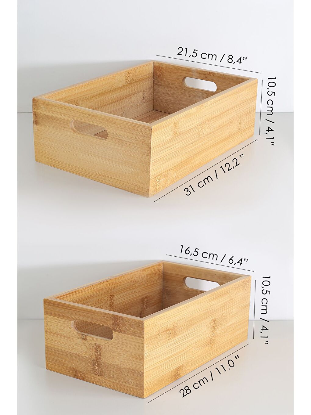 2'li Çok Amaçlı Bambu Organizer Kutu Tezgah Üstü Banyo Mutfak Düzenleyici Dekoratif Saklama Kutusu-4