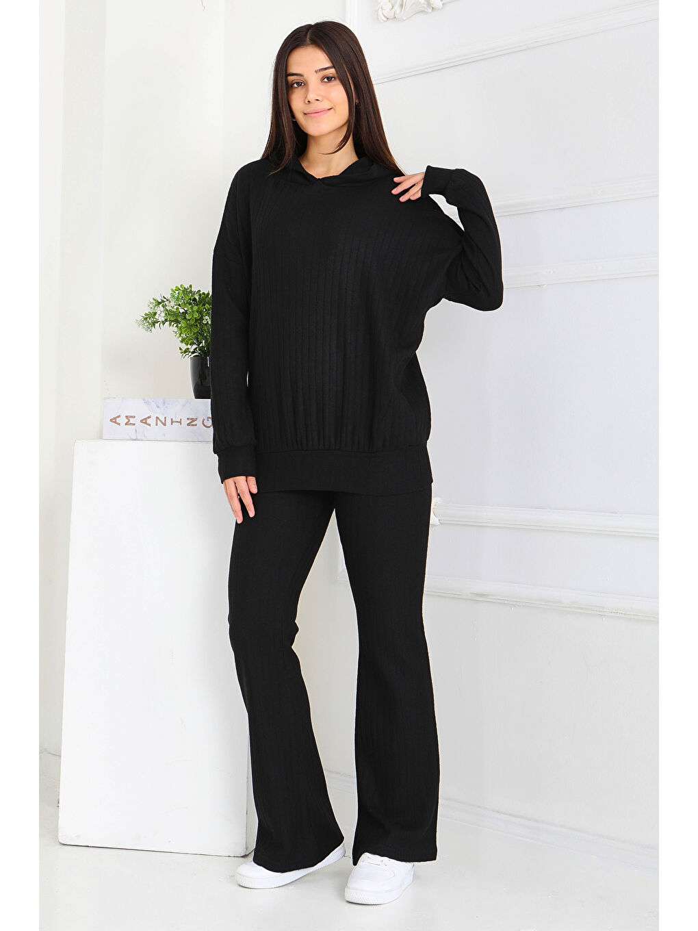 Uzun Kollu Kaşkorse İkili Takım Siyah - 27815-SIYAH-2