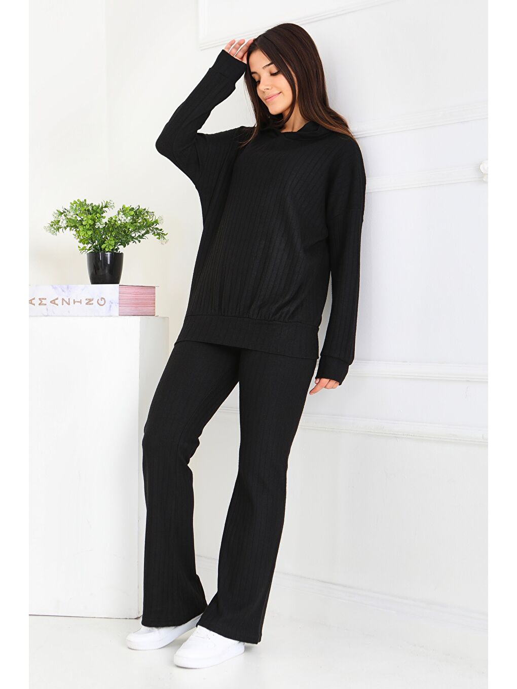 Uzun Kollu Kaşkorse İkili Takım Siyah - 27815-SIYAH-3