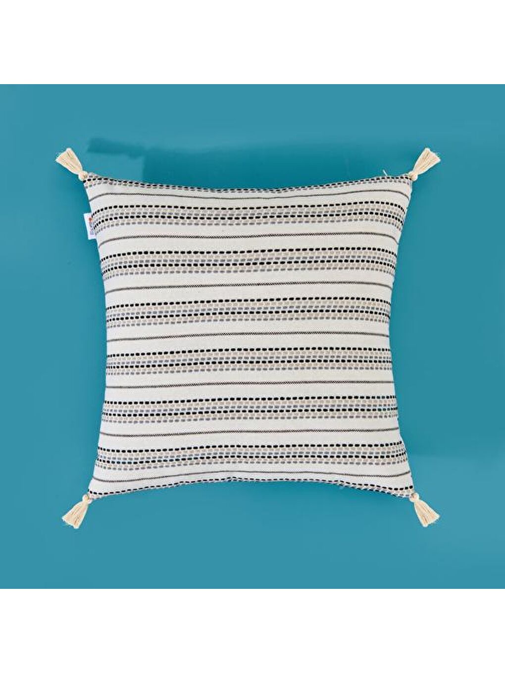 Soft Horden Püsküllü Kırlent - Ekru - 40x40 cm-4