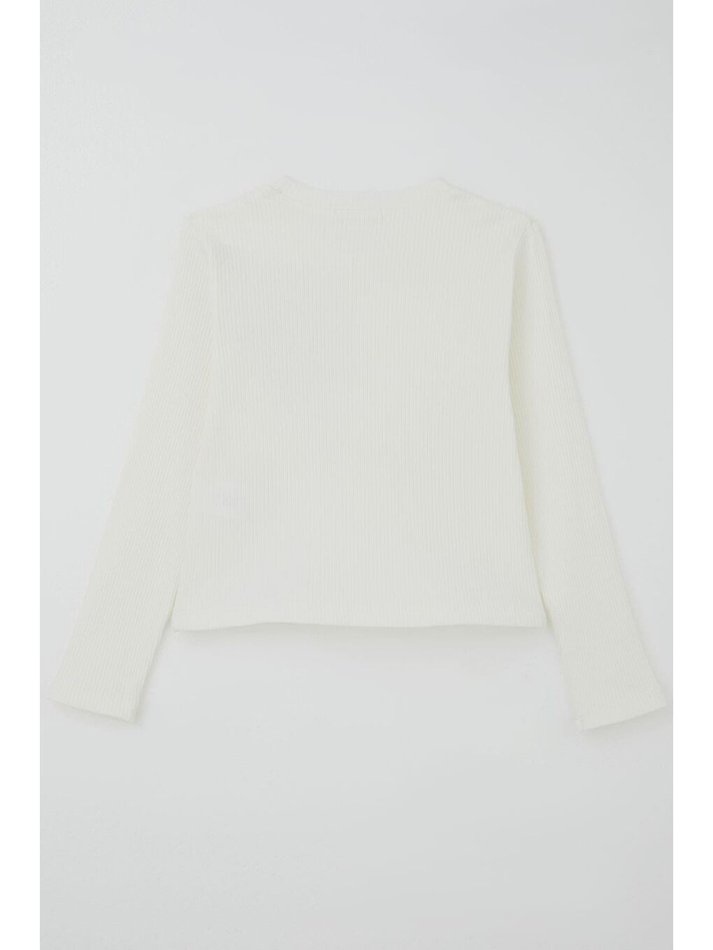 Kız Çocuk Uzun Kollu Tişört Örgü Çiçek Aplikeli Ekru (6-12 Yaş)-3