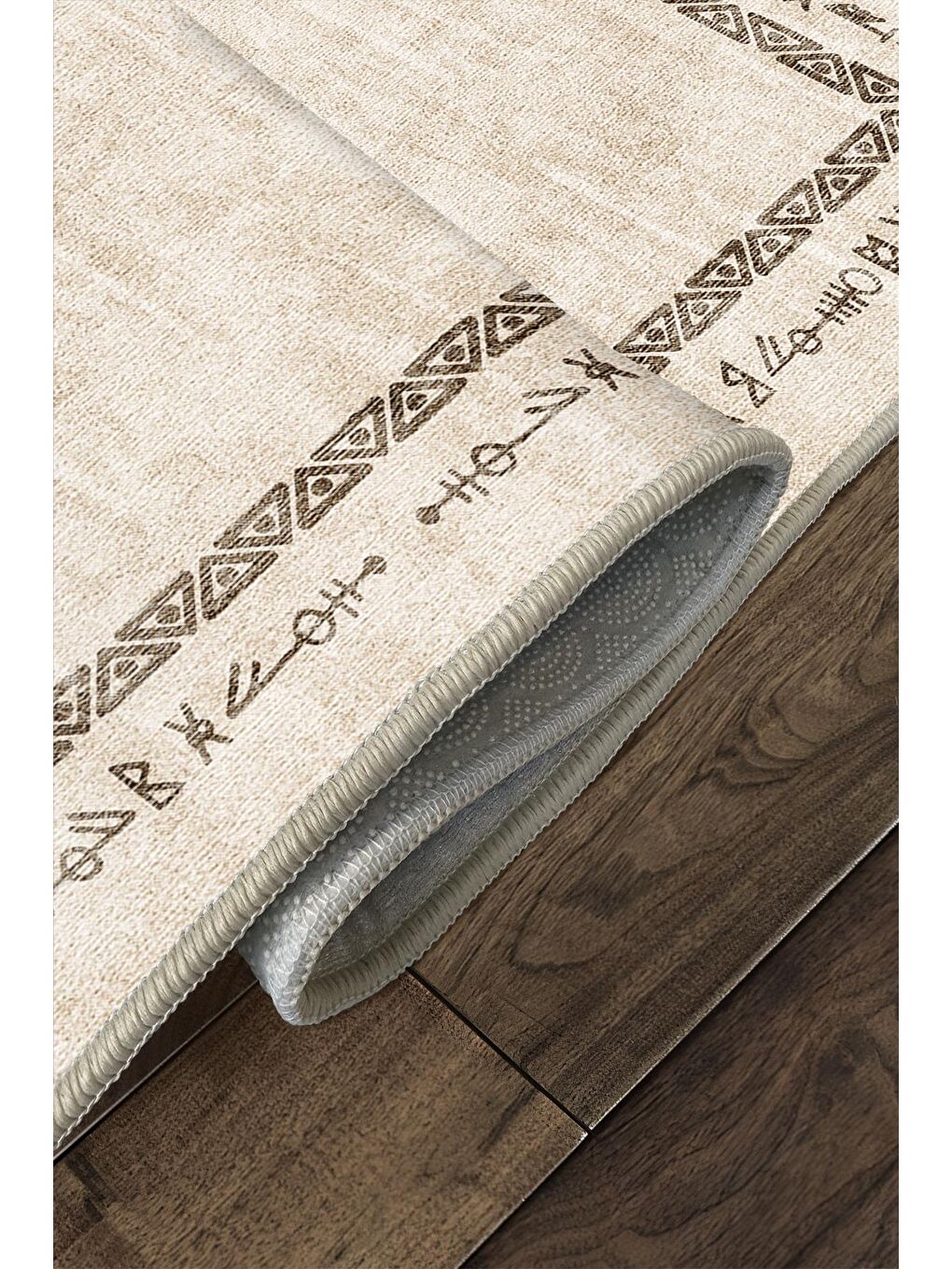 Bej Dekoratif Özel Tasarım Yıkanabilir, Modern Halı  60x100-4
