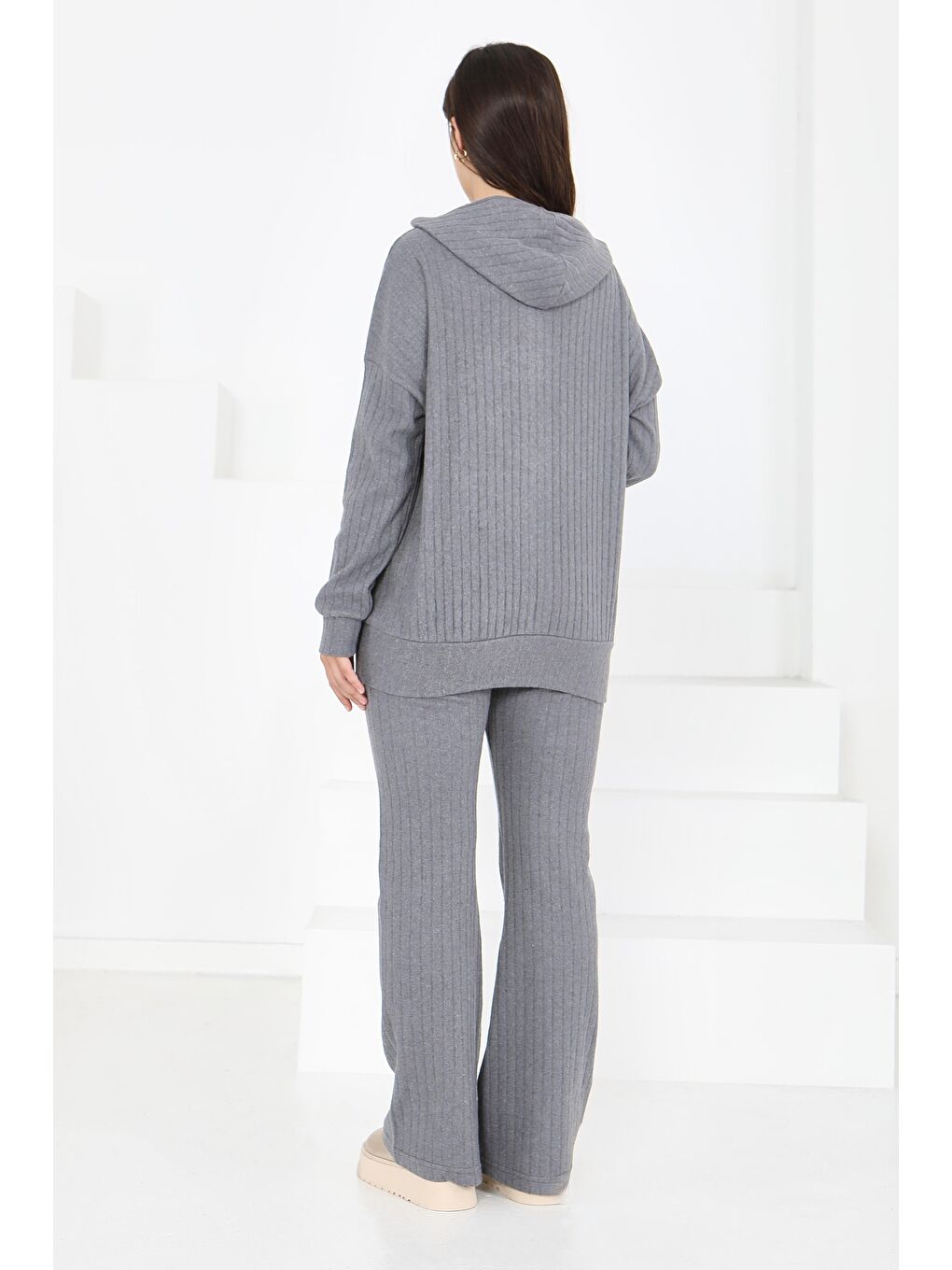 Gri Uzun Kollu Kaşkorse İkili Takım Füme - 27815-FUME-4