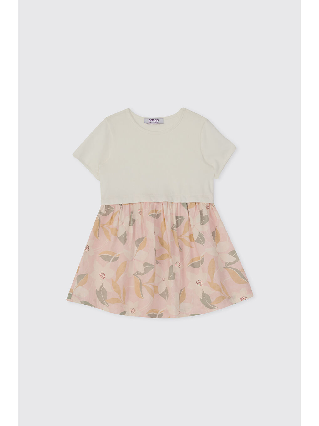 Kız Bebek Desenli Örme Ekru Elbise