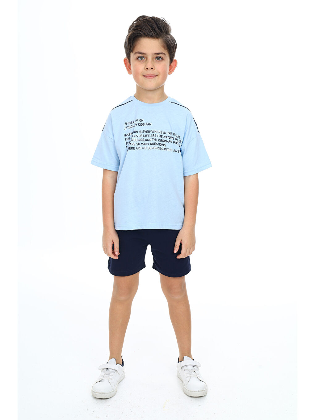 Lila Erkek Çocuk Baskılı Şortlu Takım