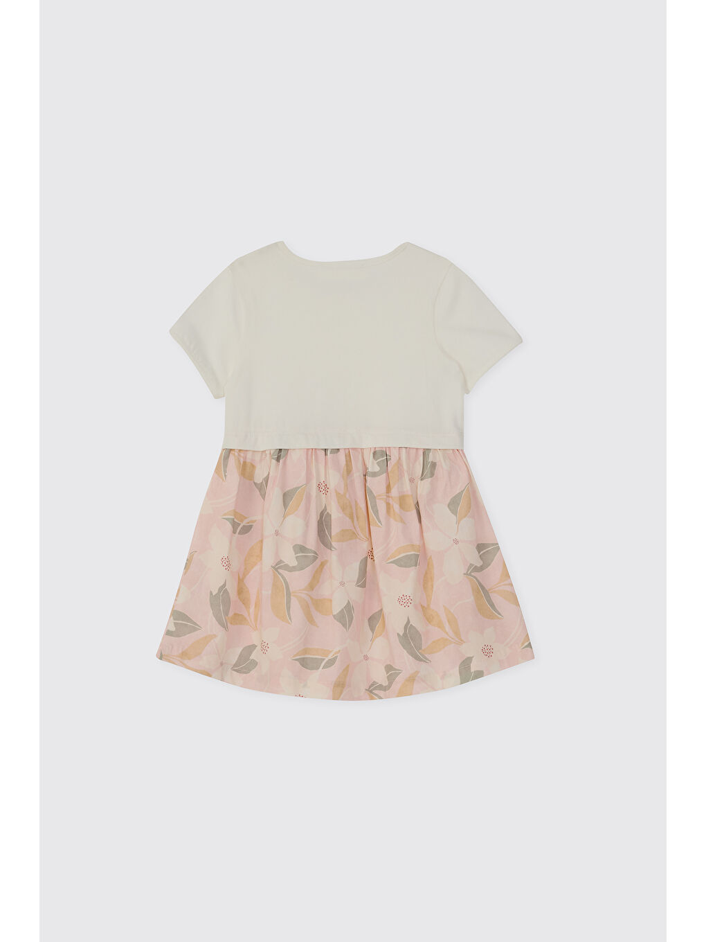 Kız Bebek Desenli Örme Ekru Elbise-1