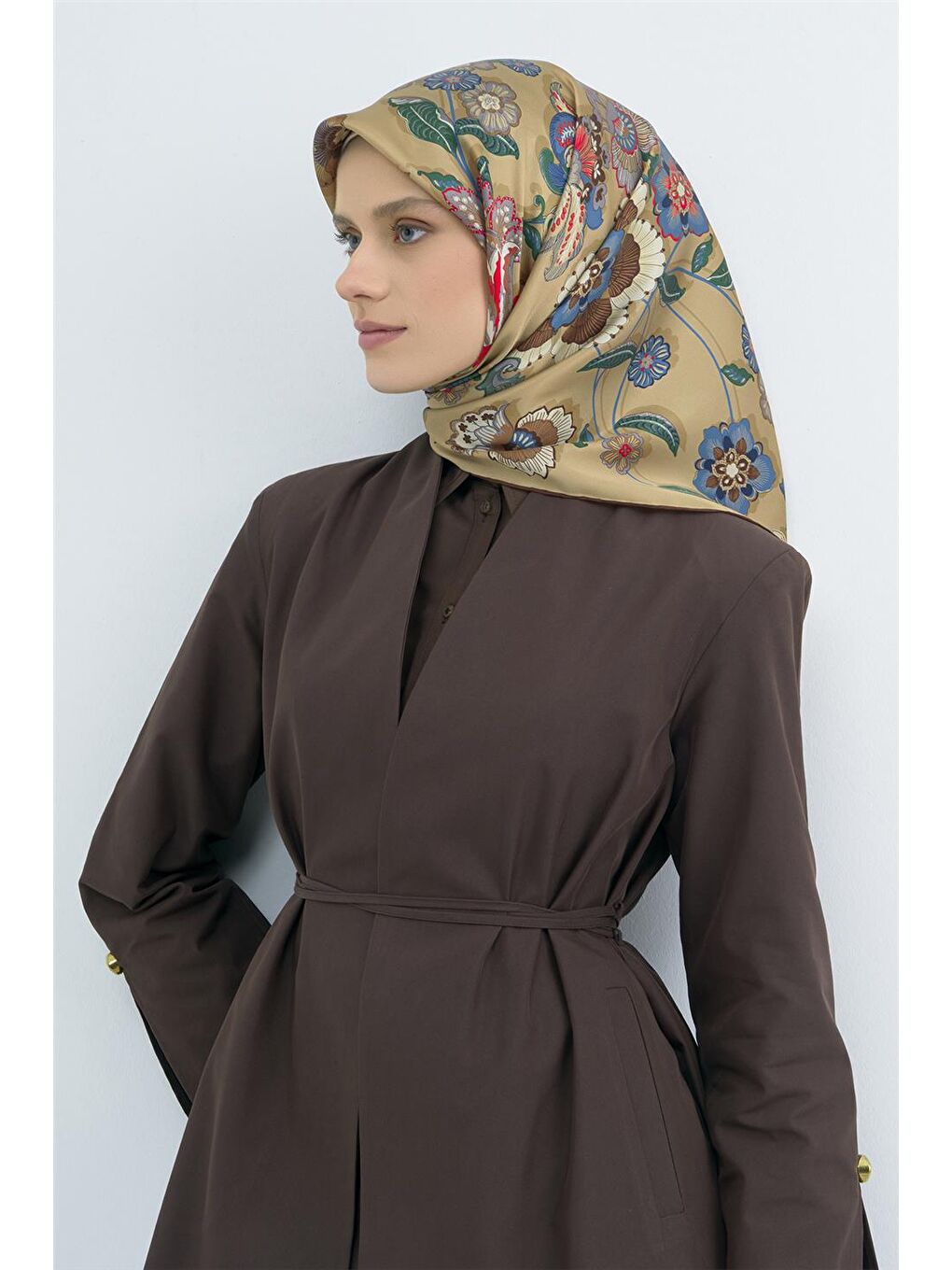 Yeşil Saf İpek Sura Eşarp 9523D 55-2