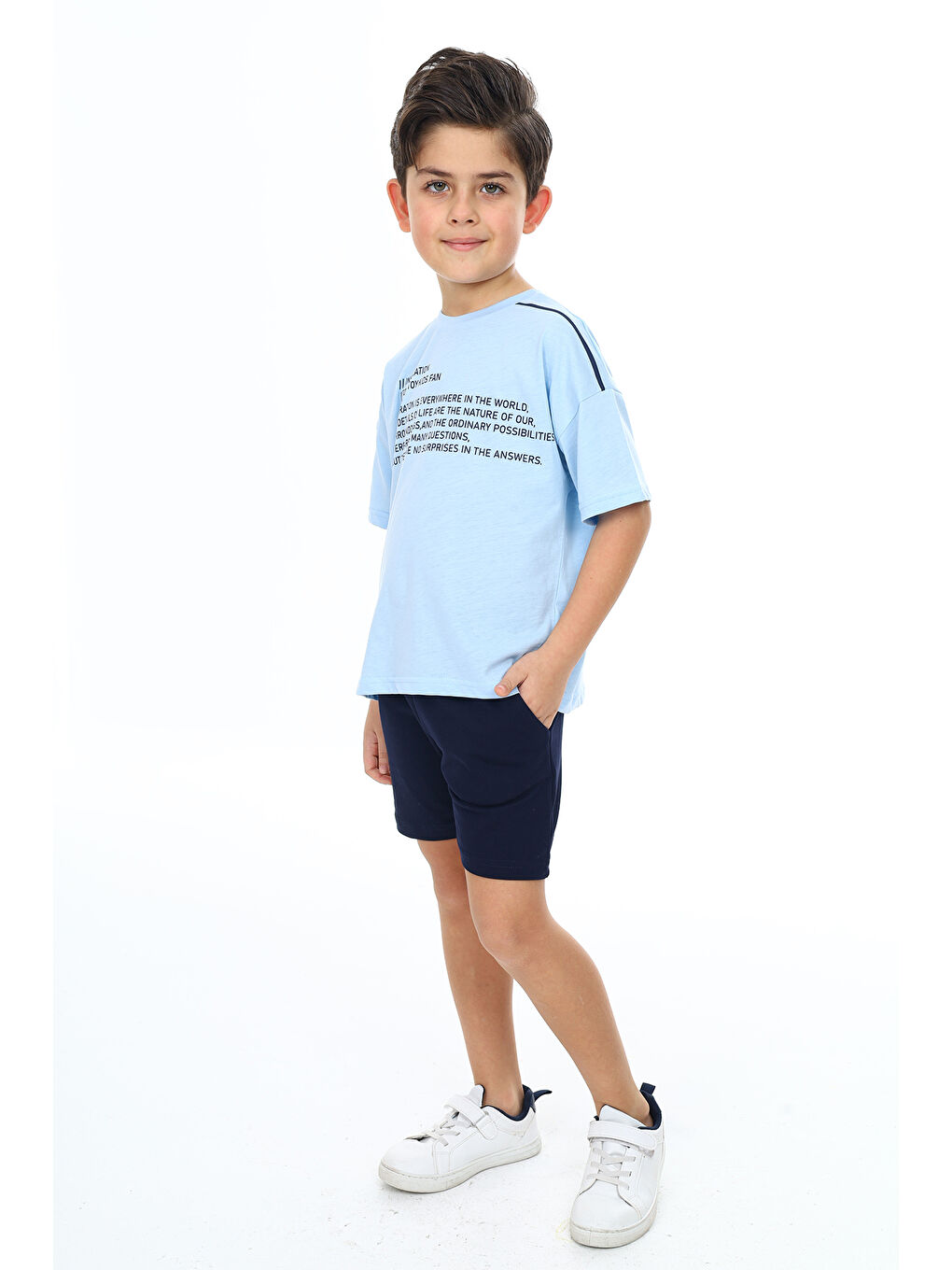 Lila Erkek Çocuk Baskılı Şortlu Takım-2