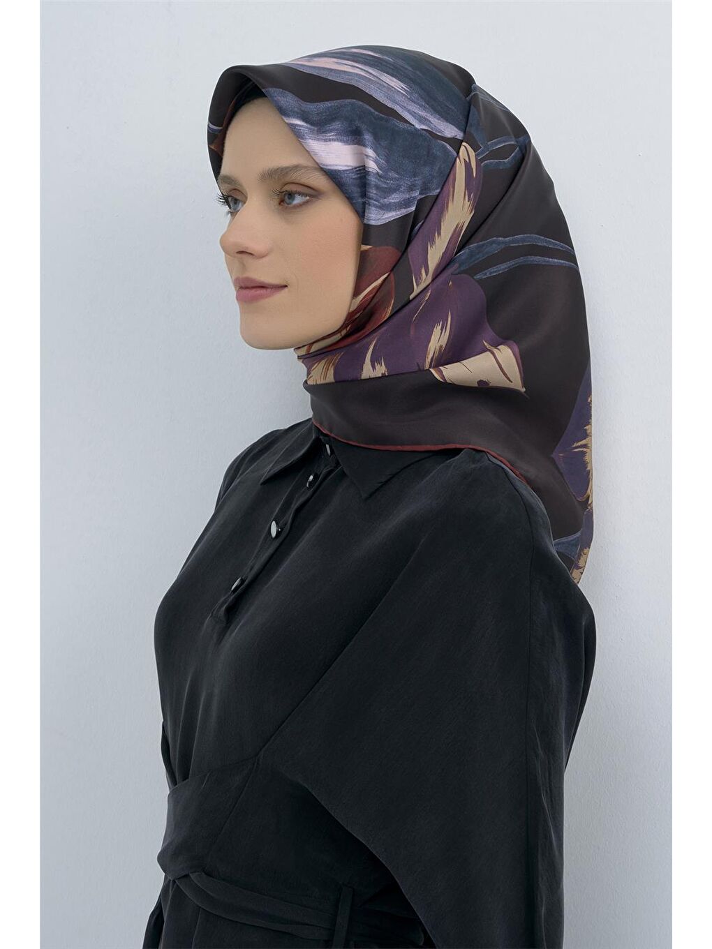 Kahverengi Saf İpek Twill Eşarp 9506D 31-1