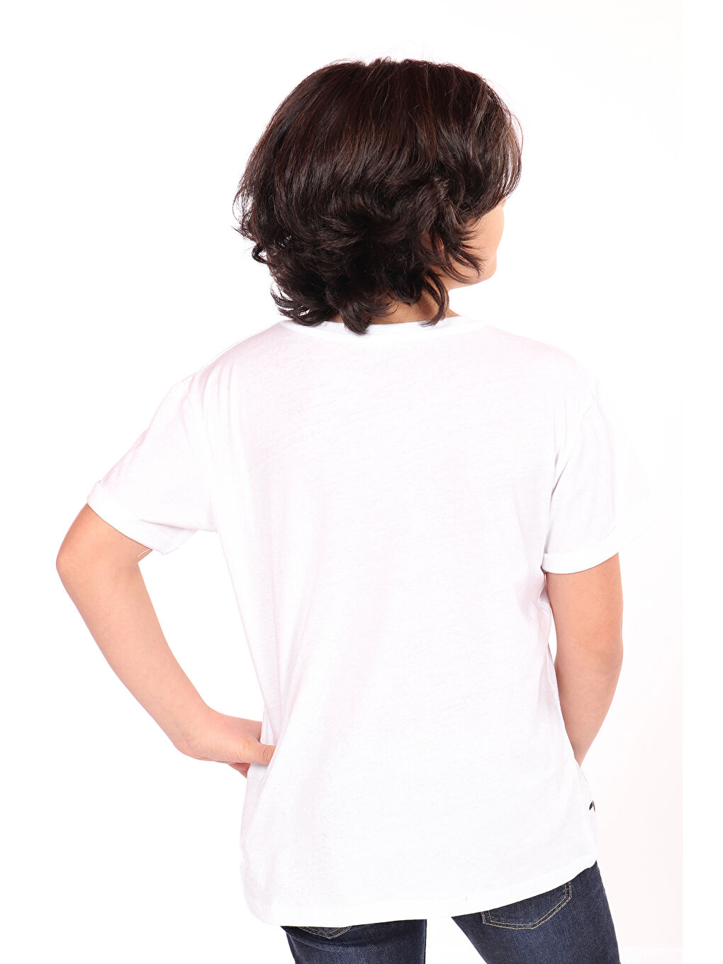 Beyaz Erkek Çocuk Baskılı Tişört-1