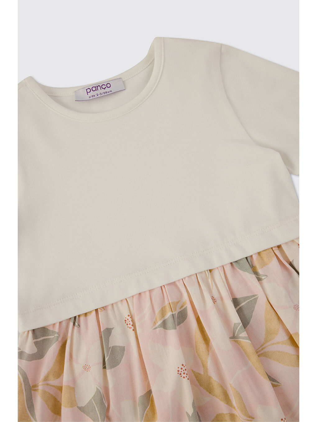 Kız Bebek Desenli Örme Ekru Elbise-2