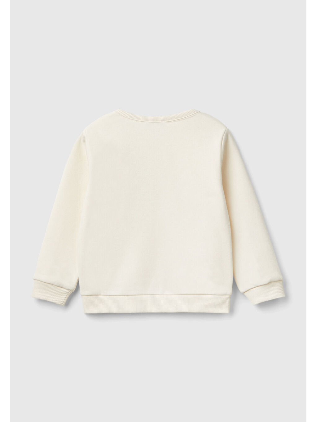 Kız Çocuk Ekru Önü Simli Logo Baskılı Etek Ucu Yırtmaçlı Regular Fit Sweatshirt-1