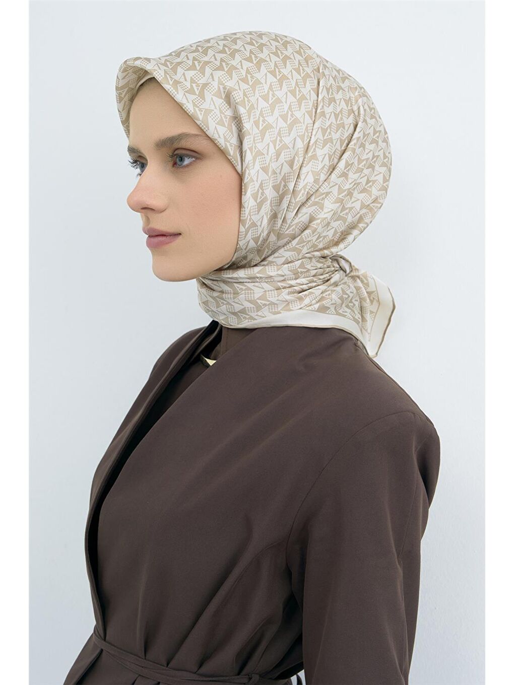 Kahverengi Saf İpek Twill Eşarp 9556D 80-2