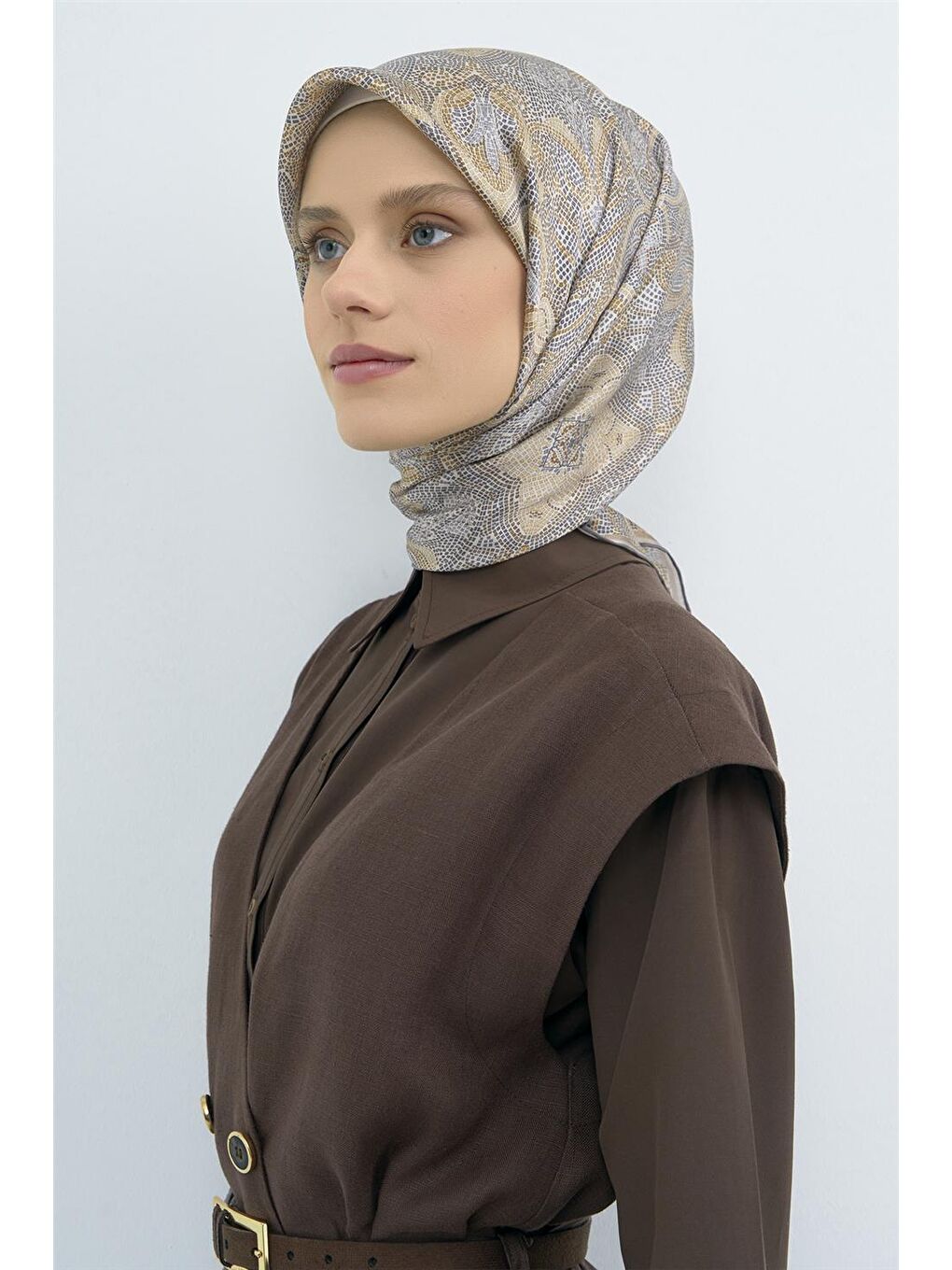 Kahverengi Saf İpek Sura Eşarp 9540D 84-2