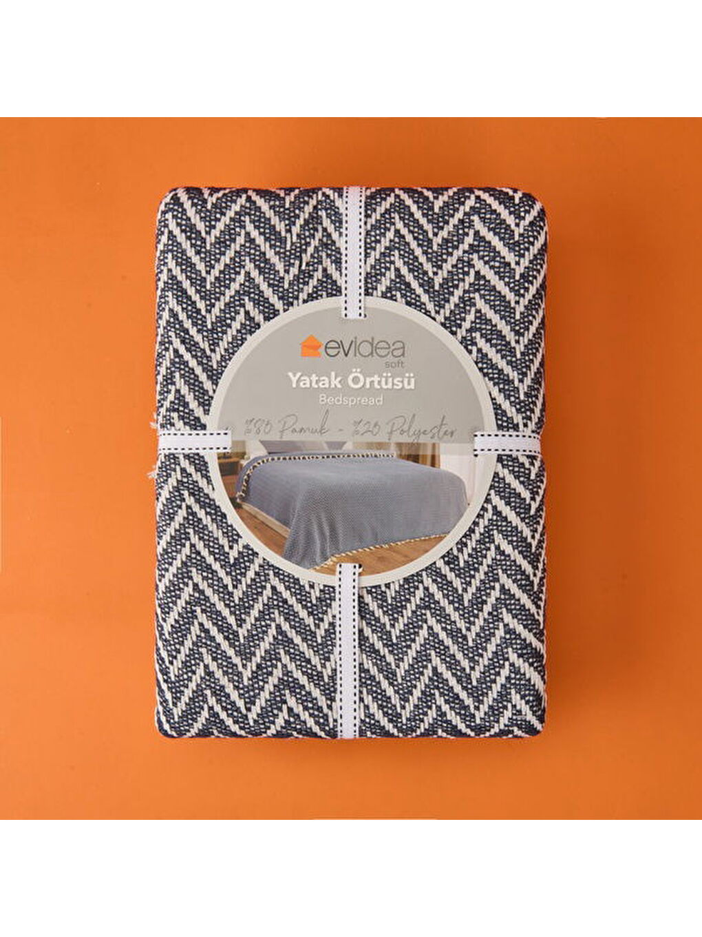 Soft Wicker Çift Kişilik Yatak Örtüsü - İndigo - 200x230 cm-1