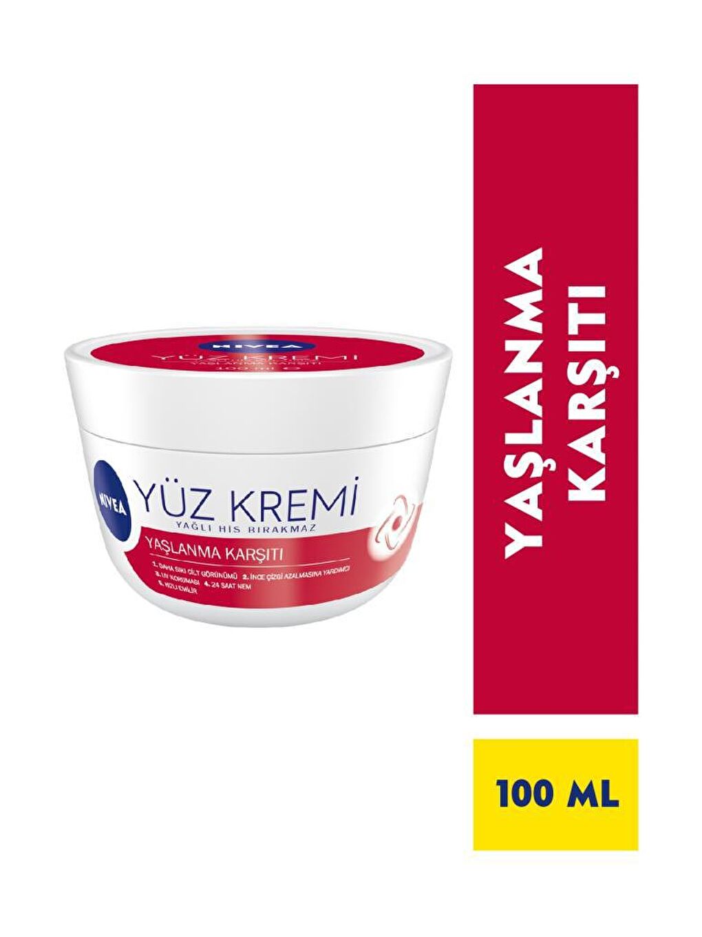 NIVEA Yaşlanma Karşıtı Yüz Kremi 100 ml, 24 Saat Ne mlendirici Yüz Kremi, Uv Koruması