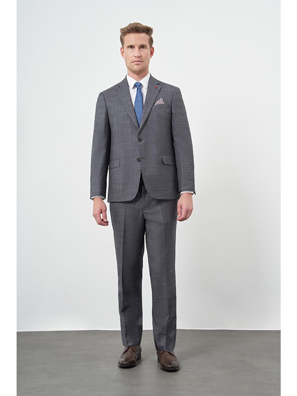 Koyu Antrasit Düz Mono Yaka 4 Drop Comfort Fit Classic Takım Elbise 1001245163-1