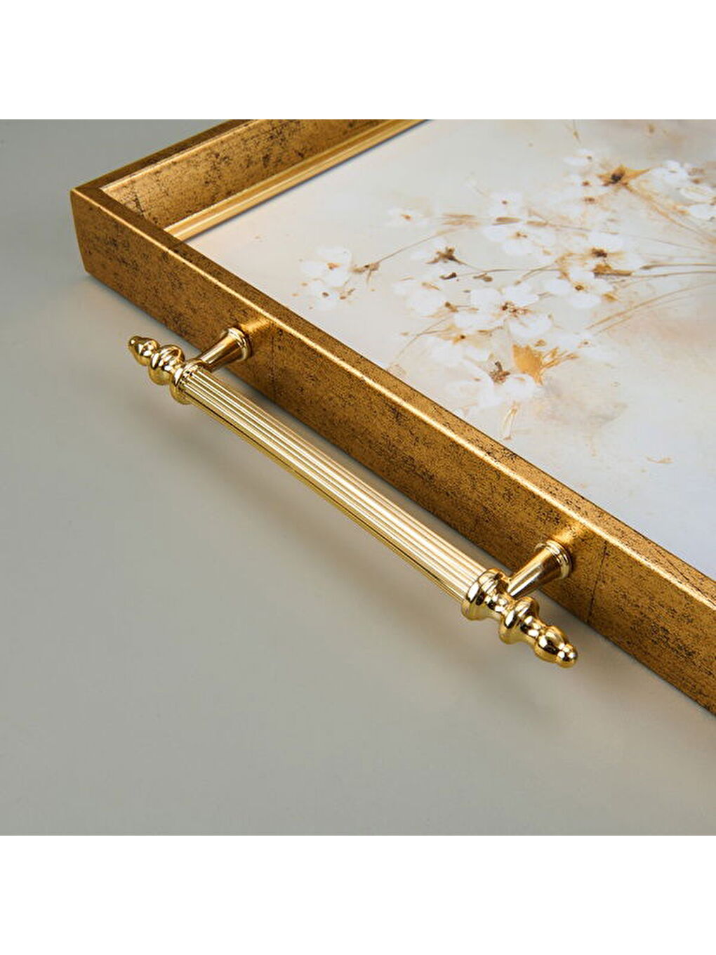 Karışık Kitchen Vazoda Çiçek Desenli Akrilik Tepsi - Renkli - 49 cm-1