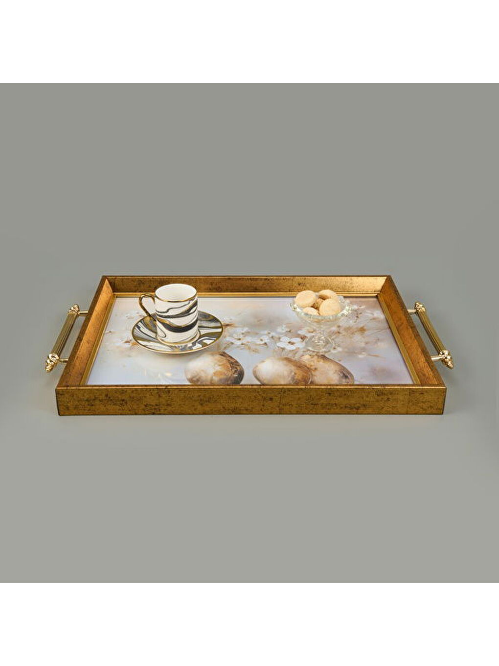 Karışık Kitchen Vazoda Çiçek Desenli Akrilik Tepsi - Renkli - 49 cm-2