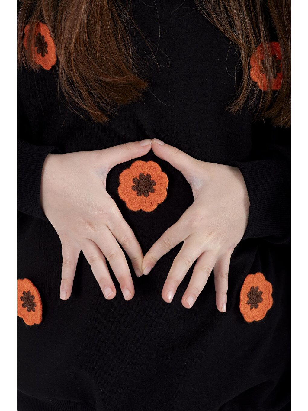 Bisiklet Yaka Uzun Kol Siyah Renk Kız Çocuk Sweatshirt-4