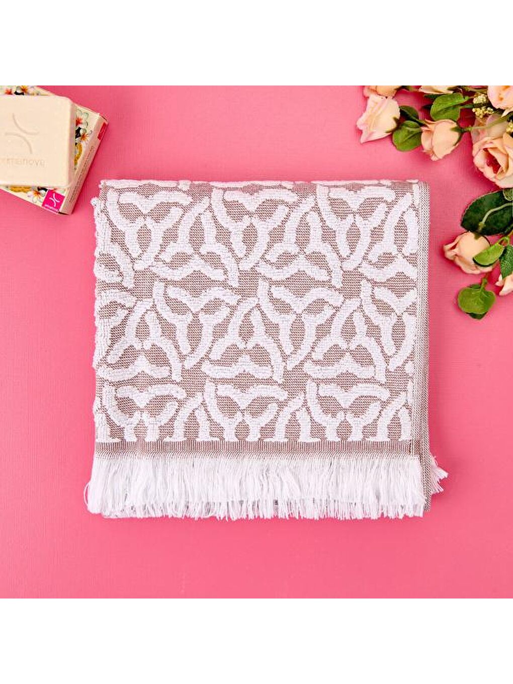 Kahverengi Soft Pin Yüz Havlusu - Taba - 50x90 cm