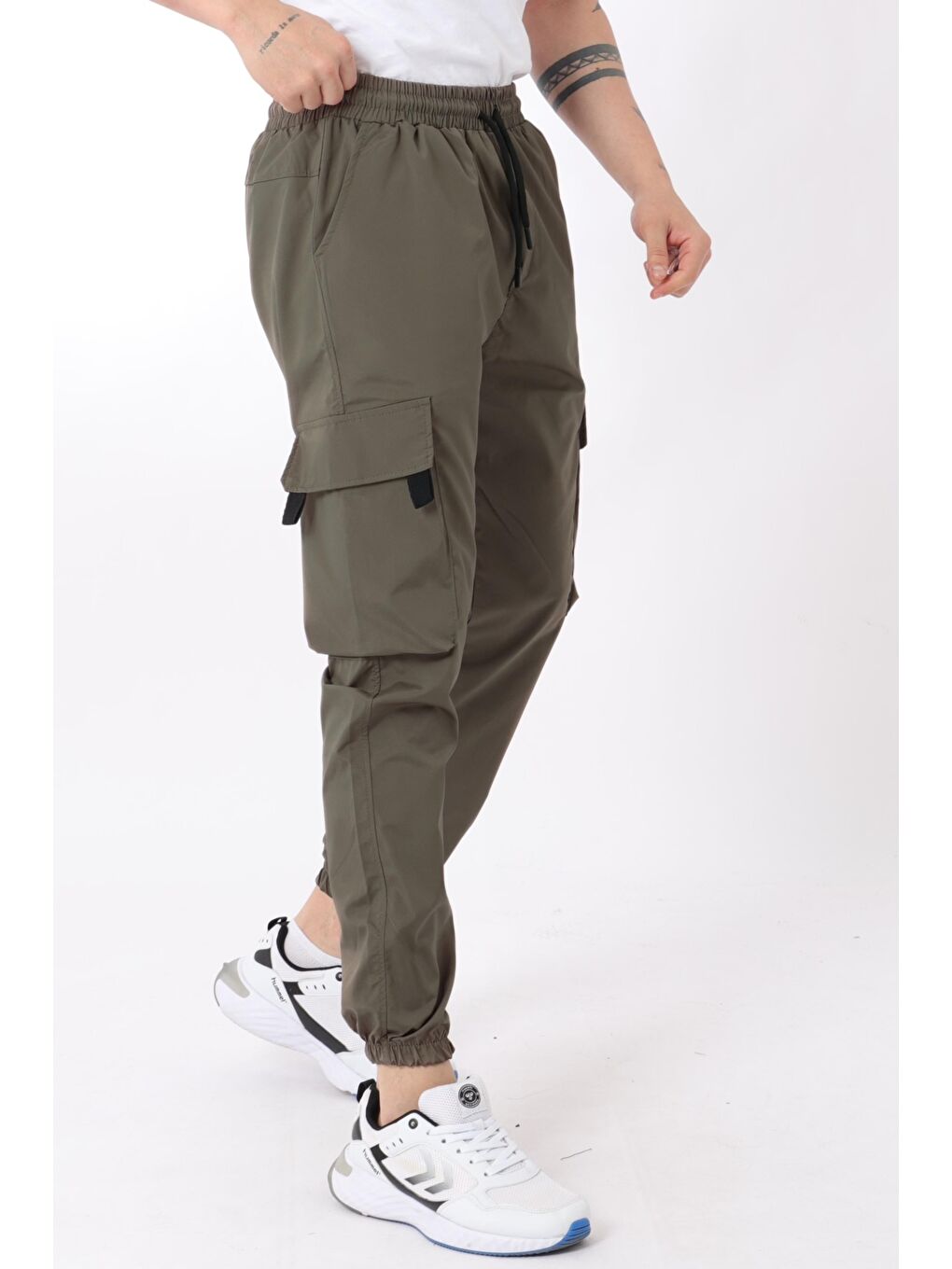 Stilkombin Haki Paraşüt Kumaş Baskılı Paça Lastikli Kargo/Jogger Alt PLDP 02_0347 - 4