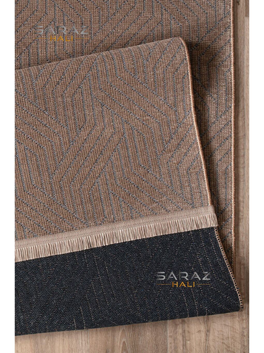 Bej Bohem Saçaklı Kaymaz Kilim Vizon 80x150-3