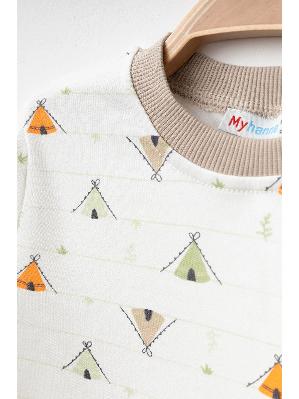 Myhanne Yeşil Çadır Desenli Uzun Kol Pijama Takımı 74165 - 1