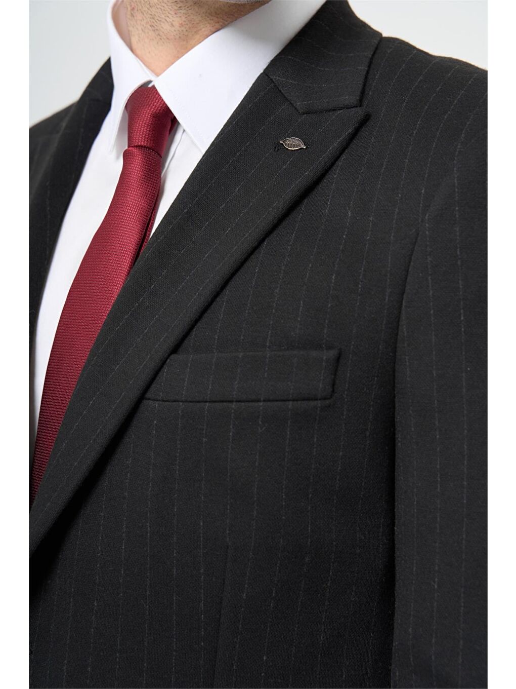 Siyah Desen Örme Kılıç Yaka Beli Lastikli 6 Drop Slim Fit Classic Takım Elbise 1001245170-2