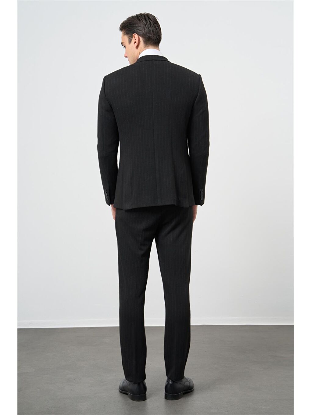 Siyah Desen Örme Kılıç Yaka Beli Lastikli 6 Drop Slim Fit Classic Takım Elbise 1001245170-3