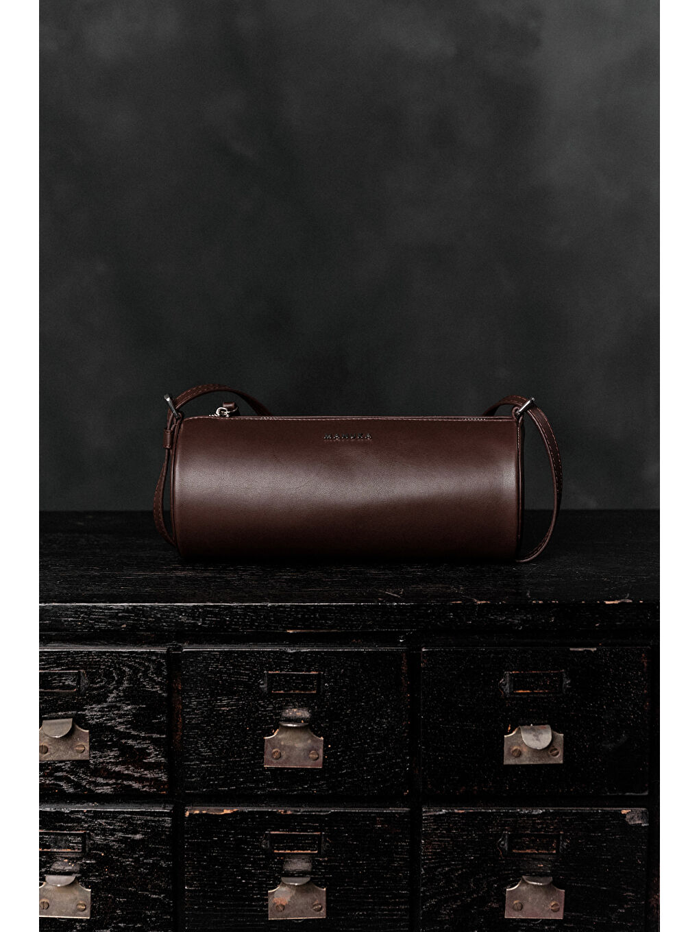 Kahverengi Deri Silindir Omuz Çantası Acı Kahve-2