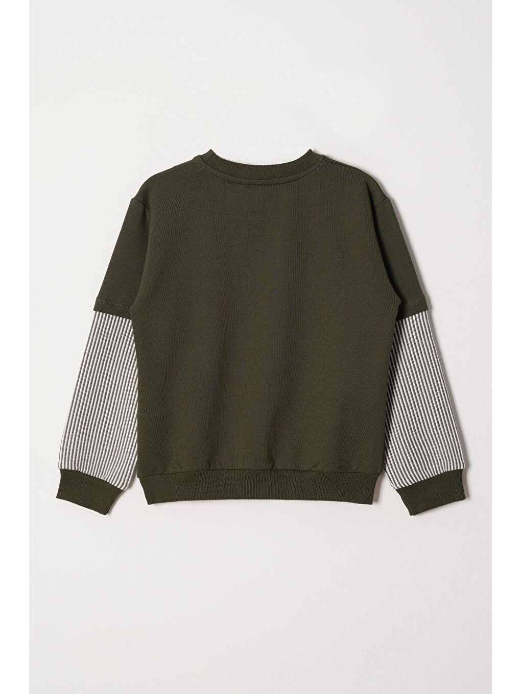 Cebi Kolları Çizgili Haki Renk Erkek Cocuk Sweat-2
