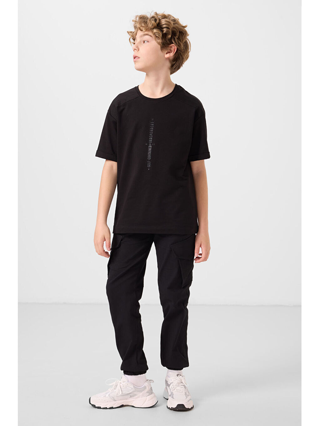 Oversize Fit Baskılı 3lü Paket Siyah-Fiesta-Açık Mavi Erkek Çocuk T-Shirt - 11301-2