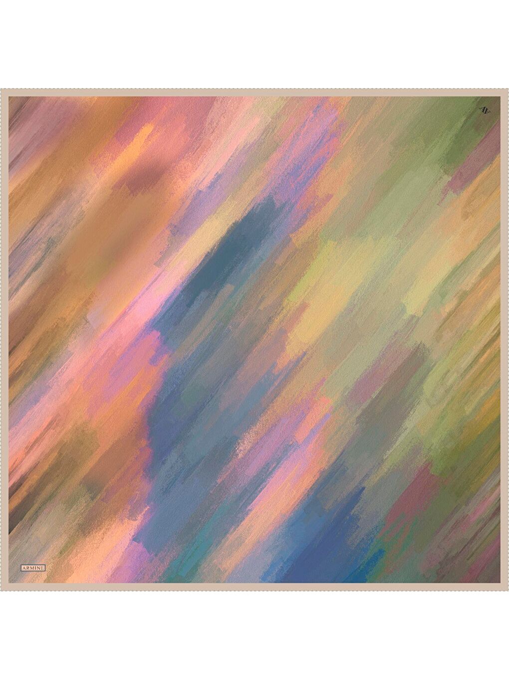 Karışık Geometrik Desenli Saf İpek Twill Eşarp 9308 09-1