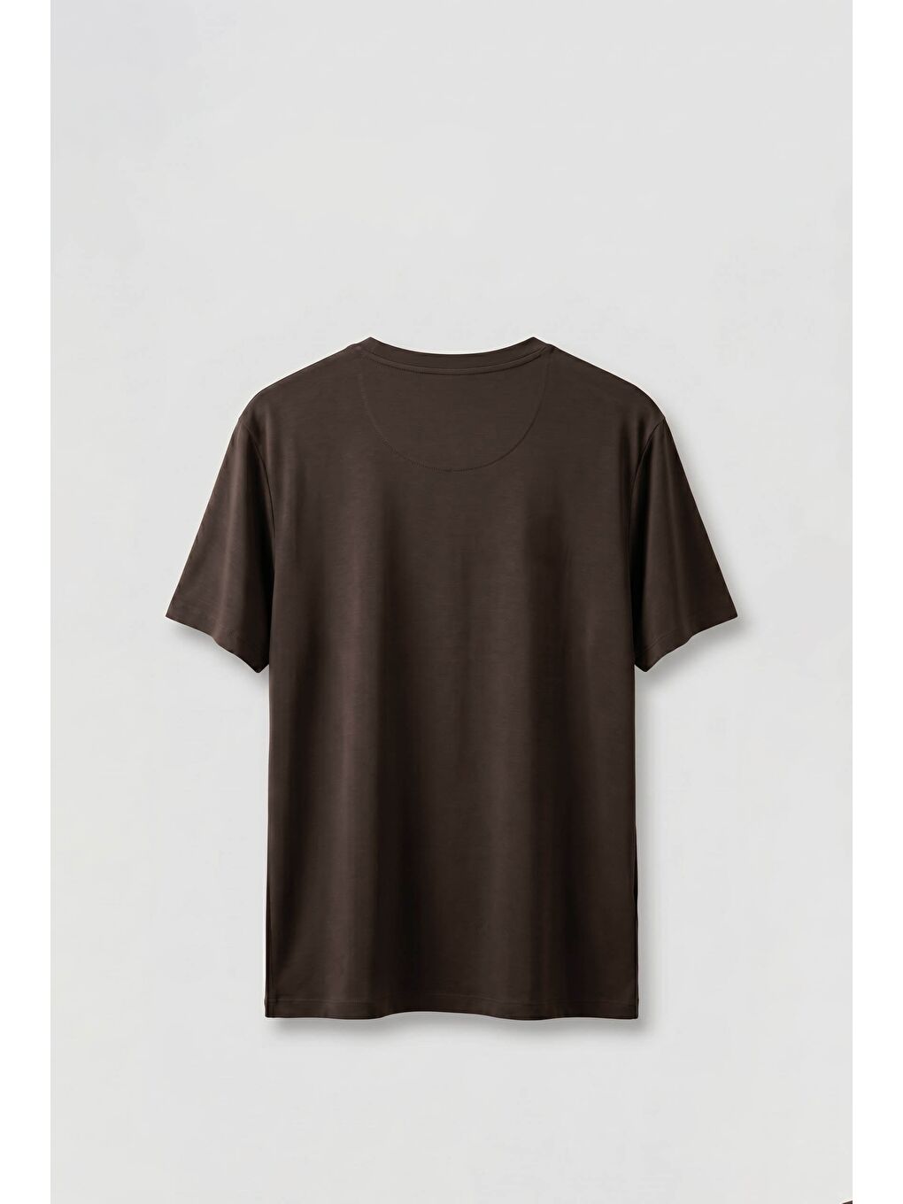 Erkek Slim Fit Bisiklet Yaka Basic T-Shirt Kahverengi-1