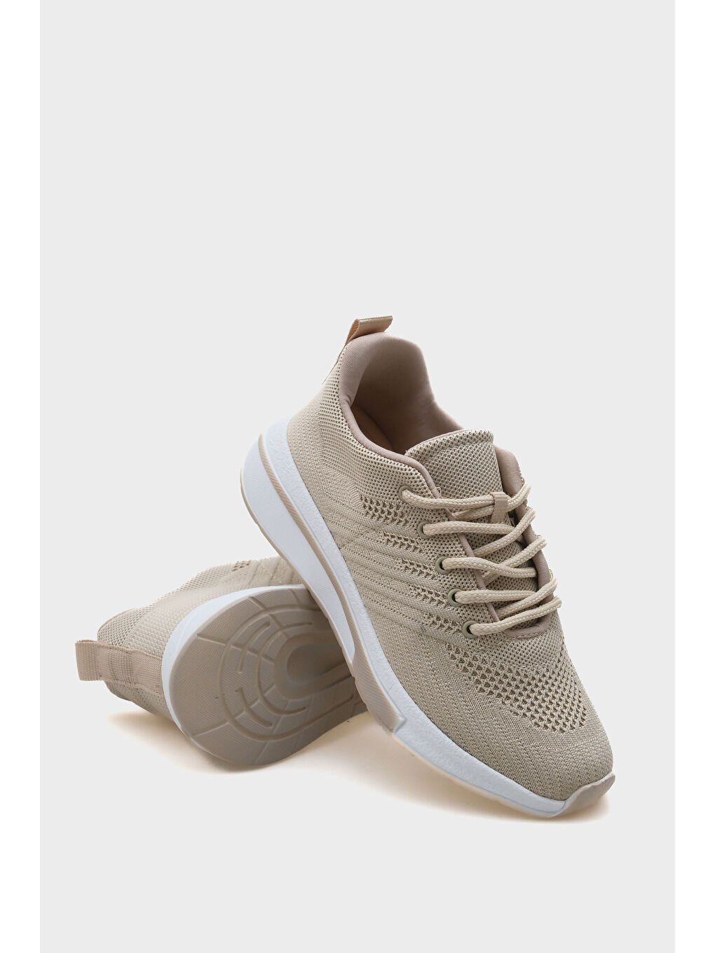 Bej Aleta Bağcıklı Günlük Spor Kadın Sneaker-3