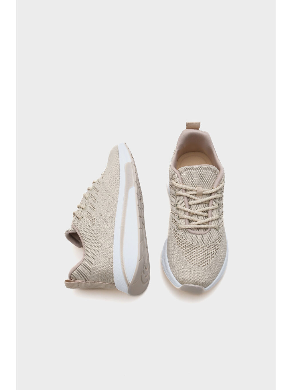 Bej Aleta Bağcıklı Günlük Spor Kadın Sneaker-5