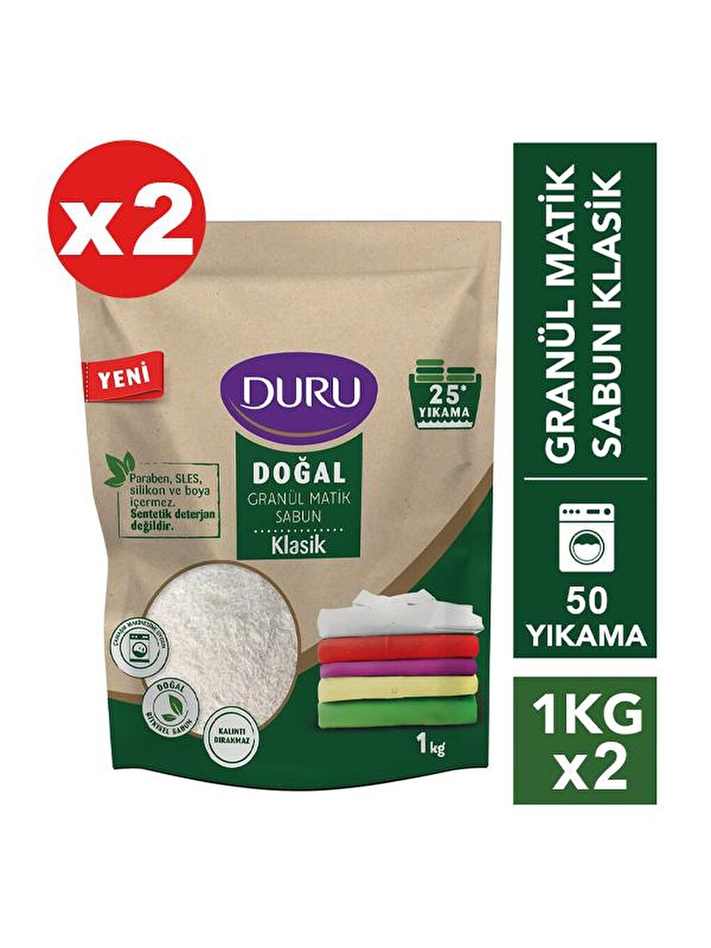 Duru Renksiz Granül Matik Sabun Klasik 1 kg x 2 Adet