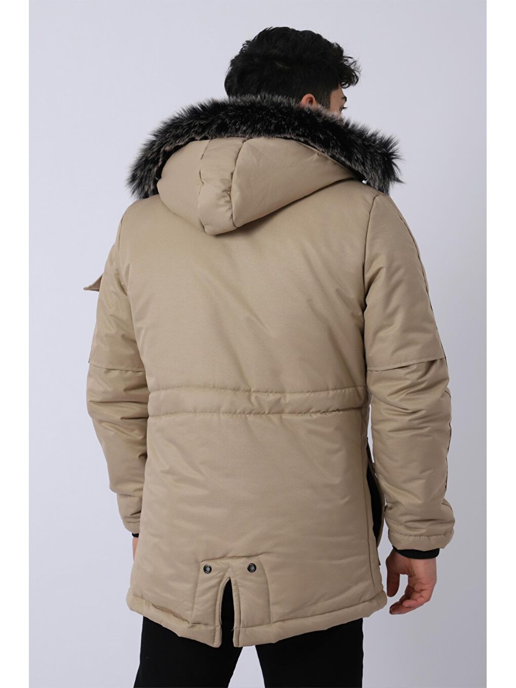 Kahverengi Bill İçi Kürklü Kapüşonlu Mont-3