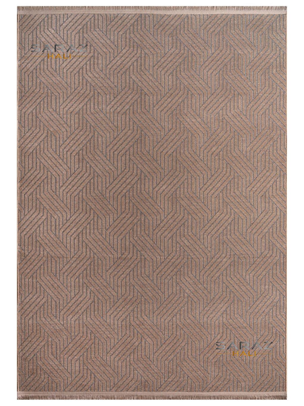 Bej Bohem Saçaklı Kaymaz Kilim Vizon 80x300-4