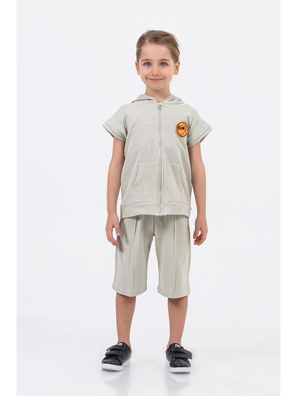 Gri Erkek Çocuk Waffle Kumaş 3'lü Takım-1