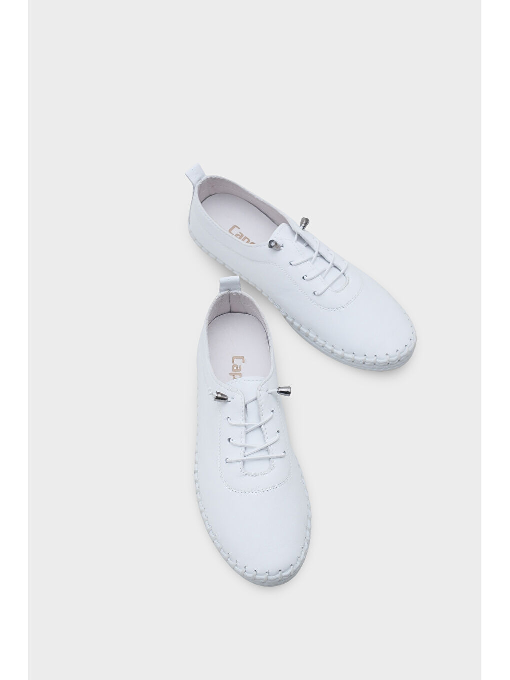 Beyaz Fina Hakiki Deri Soft Konfor Tabanlı Kadın Sneaker-5