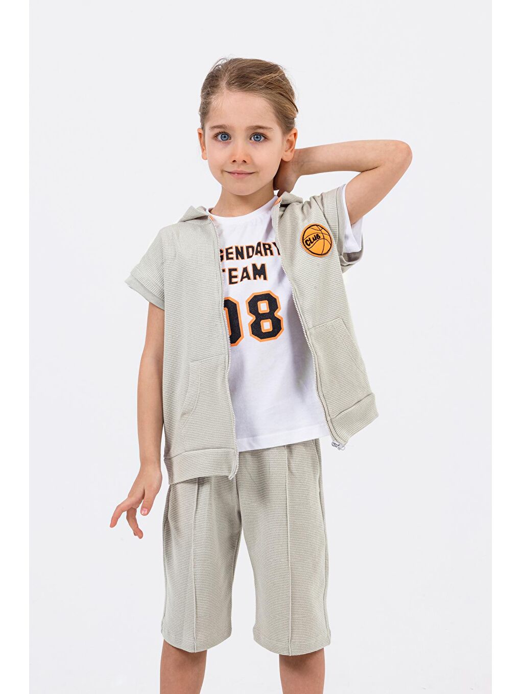 Gri Erkek Çocuk Waffle Kumaş 3'lü Takım-3