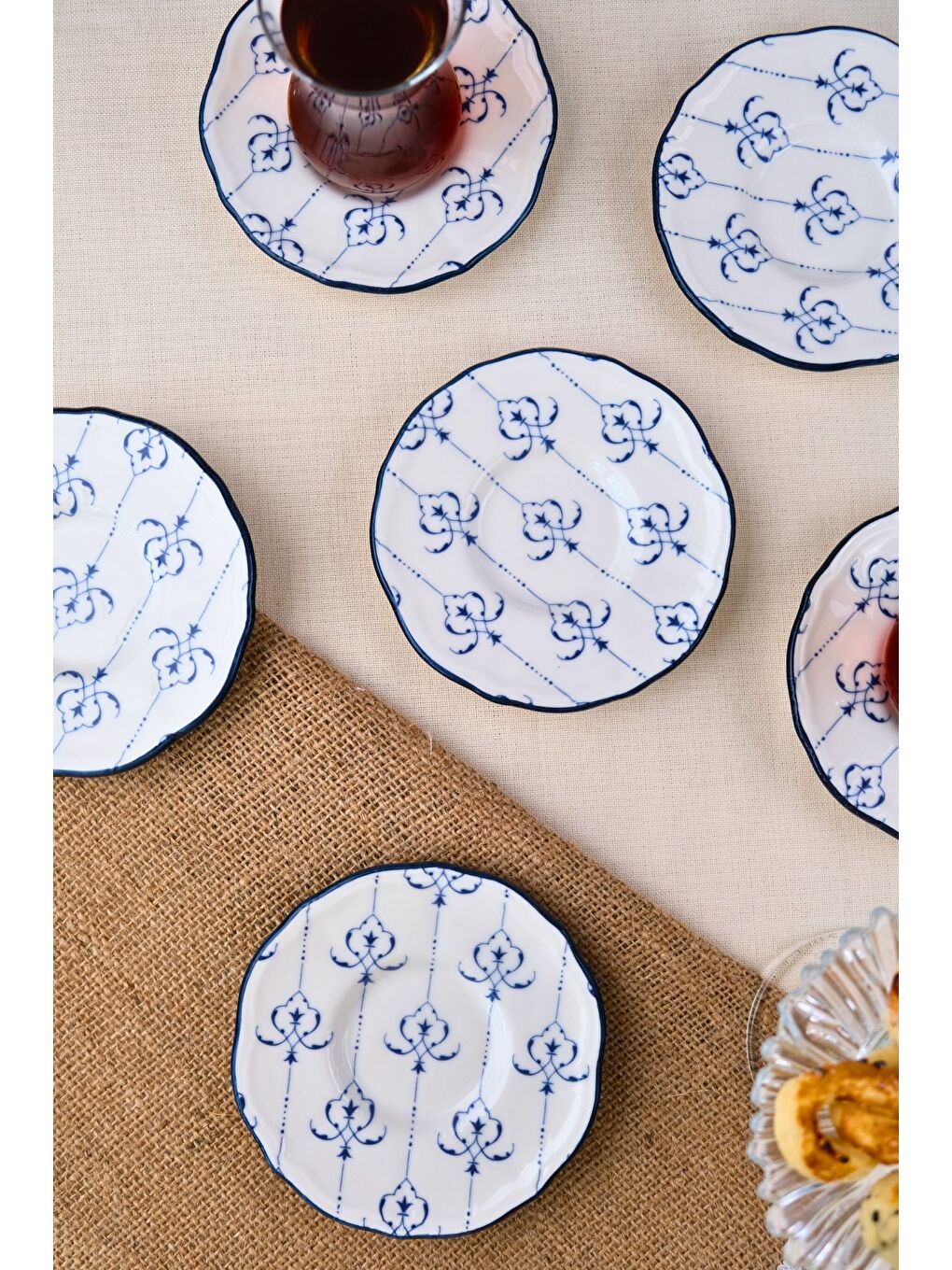 Mavi Porselen Audrey Çay Tabak Takımı 12cm 6 Parça FLY6ÇTPRS1209-2