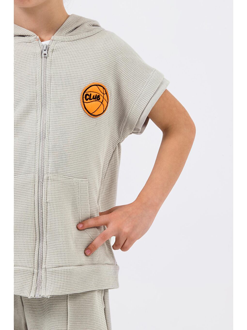 Gri Erkek Çocuk Waffle Kumaş 3'lü Takım-6