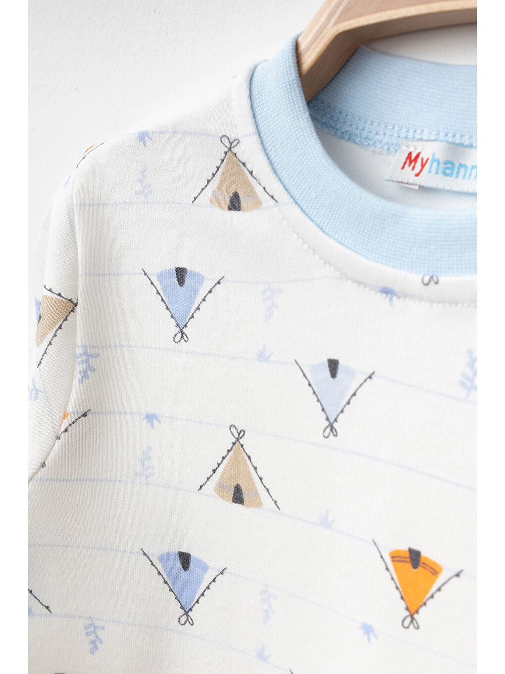 Mavi Çadır Desenli Uzun Kol Pijama Takımı 74165-1